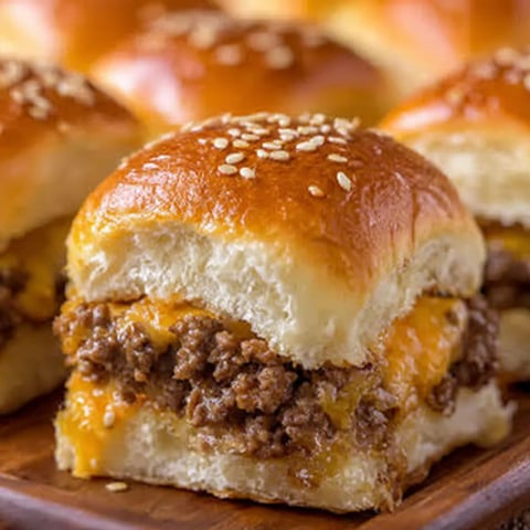 A plate of cheeseburger sliders.