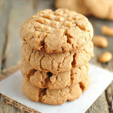 A stack of gluten free peanut butter cookies.