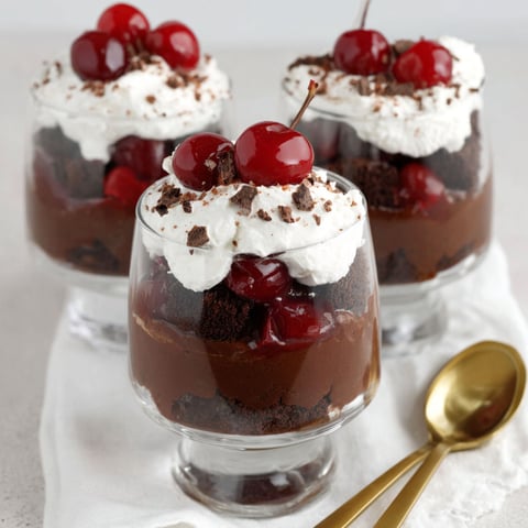 A close up of a Black Forest Trifle.