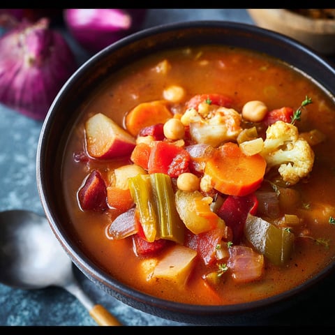 A bowl of soup with a spoon in it.