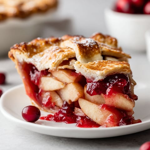 A slice of apple cranberry pie.