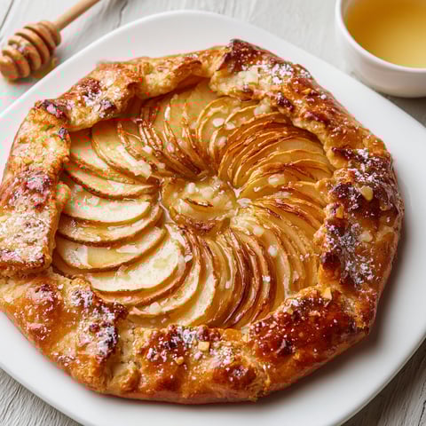 A slice of a honey apple galette.