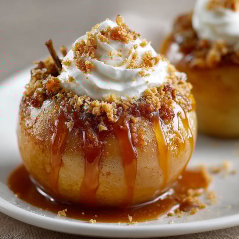 A plate with two pumpkin pie stuffed apples.