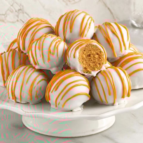 A plate of pumpkin cheesecake balls.