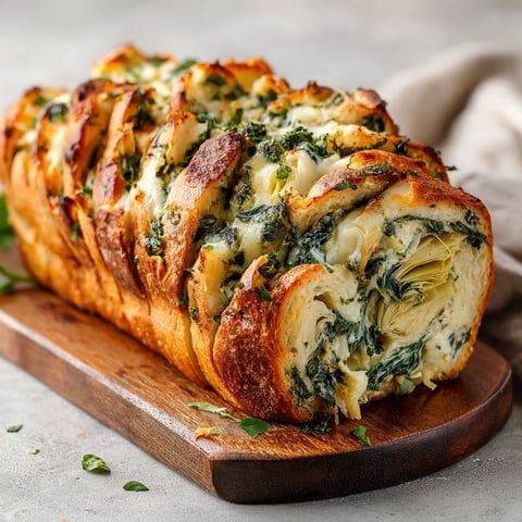 A vegan spinach and artichoke pull-apart bread.