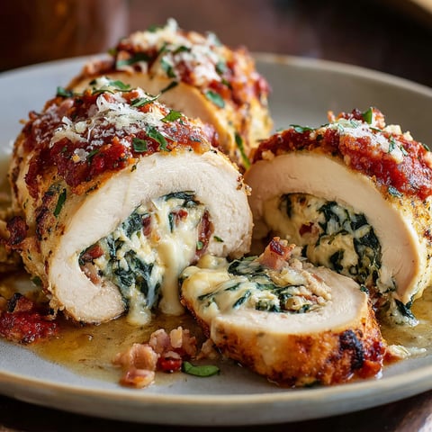 Chicken Spinach Cheese Rollatini.