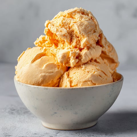 A bowl of orange ice cream.