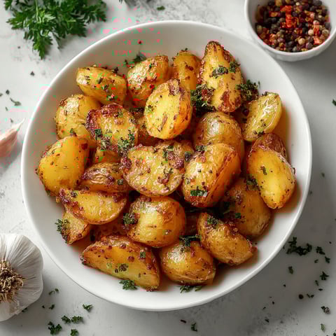 A bowl of garlic potatoes.