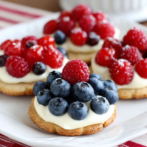 A plate of mini fruit pizza cookies.