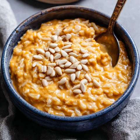 A bowl of creamy pumpkin arroz con leche.