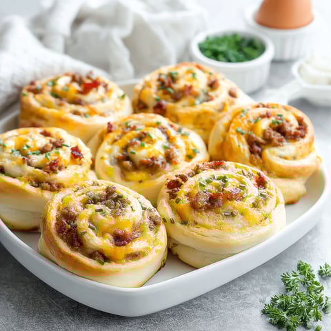 A plate of French Onion Breakfast Rolls.