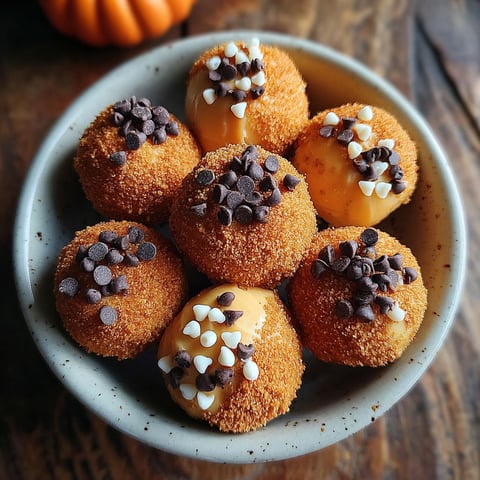 A bowl of pumpkin cheesecake truffles.
