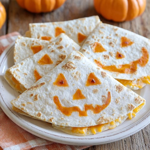 Halloween quesadillas on a plate.
