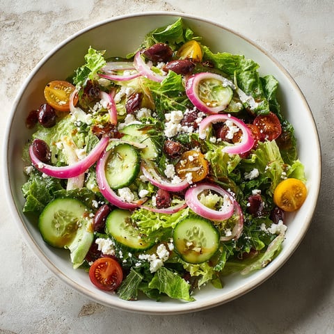 A bowl of salad with cucumbers, tomatoes, and onions.