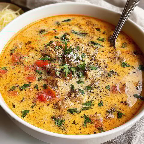A bowl of soup with meat and vegetables.