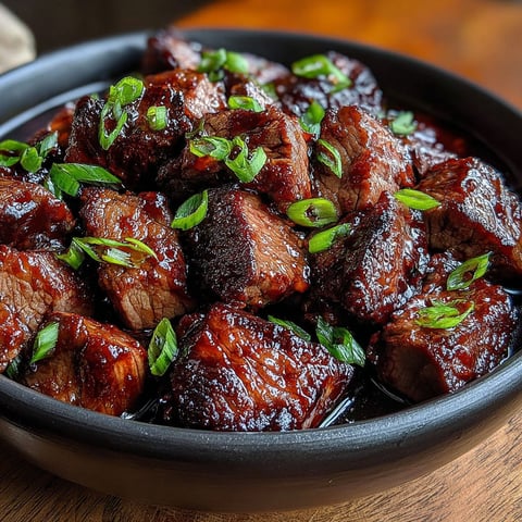 A bowl of meat with green onions on top.