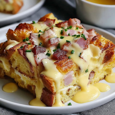 A delicious looking Eggs Benedict Casserole for a delightful brunch.