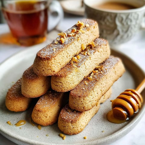 A stack of Swedish Honey-Toffee Cookie Fingers.