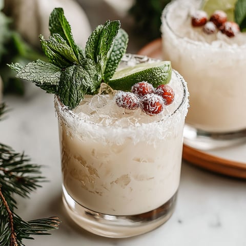 Two glasses of white Christmas mojito.